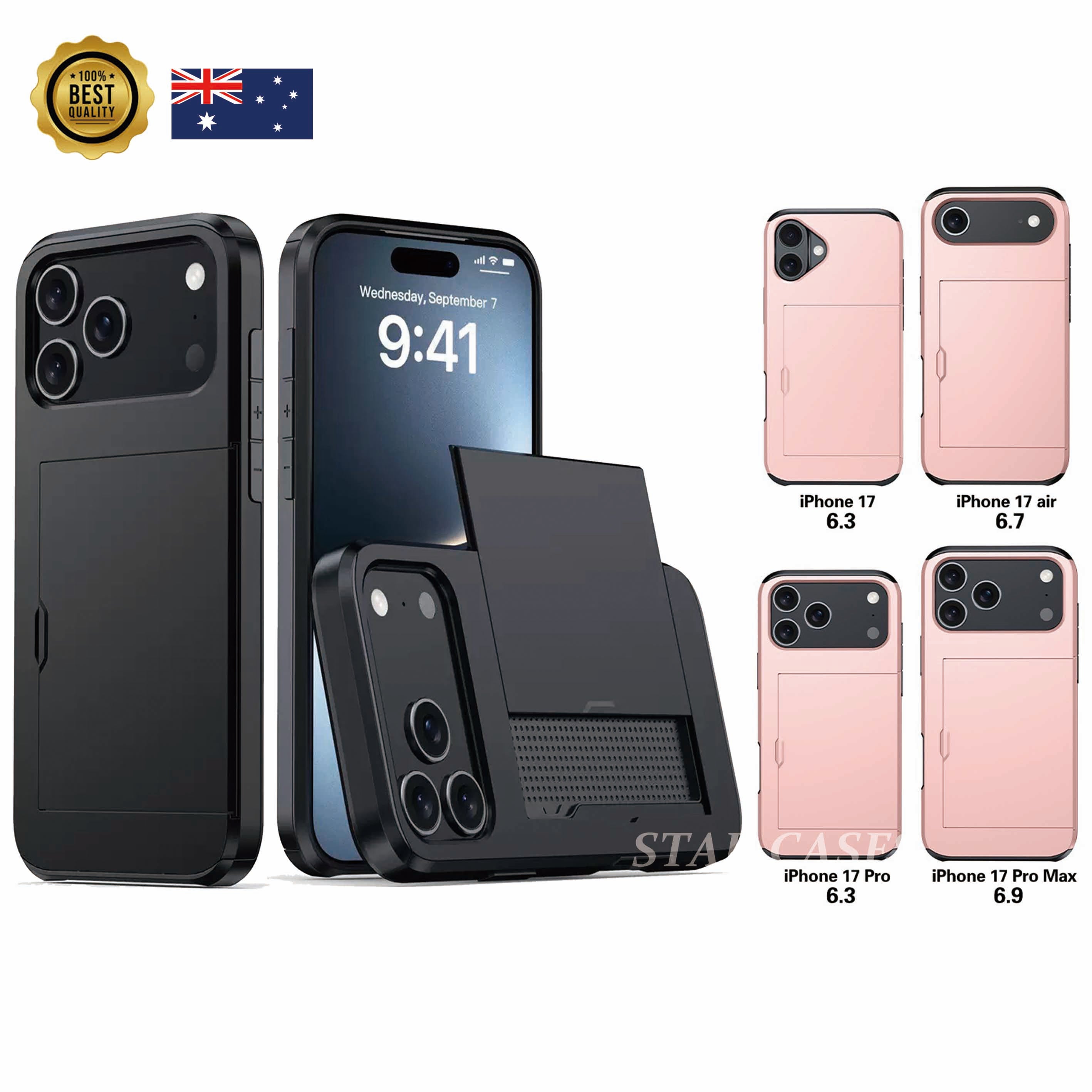 iPhone 17 Heavy Duty Back Slide Card Case