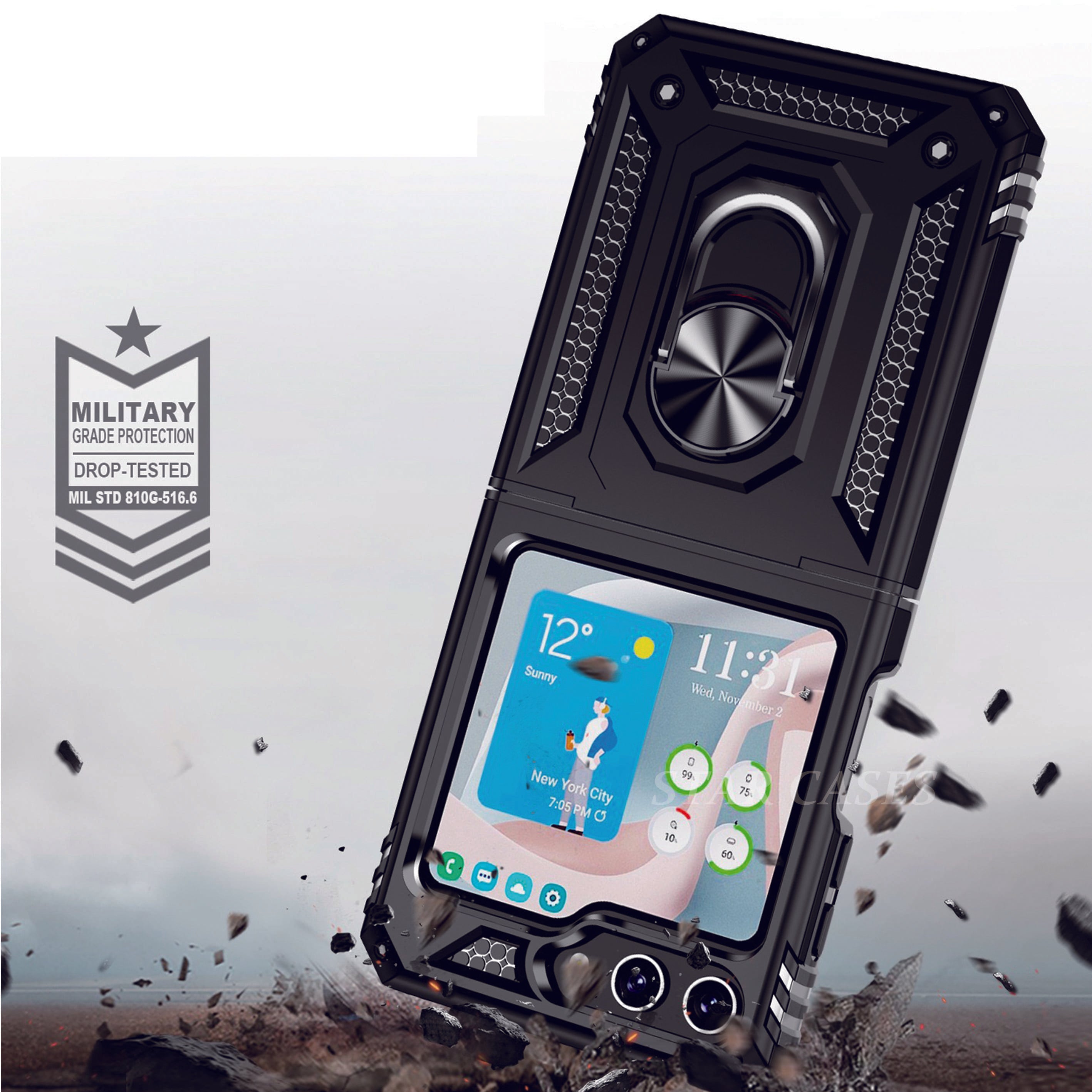 Samsung Z Flip 3 Military Ring Holder Magnetic Case