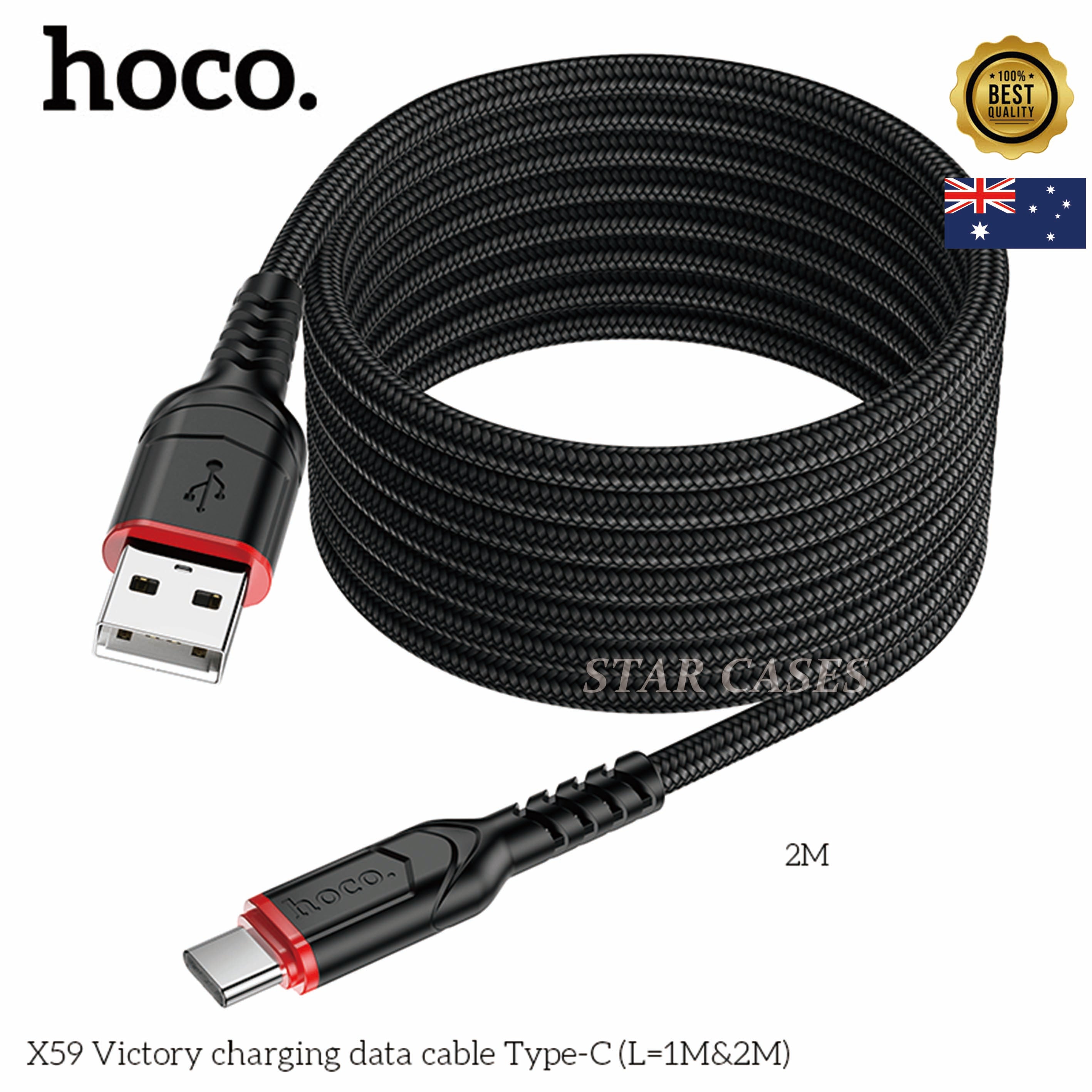 Hoco X59 USB C to USB 2 Metre Anti-Bending Fast Charging Cable
