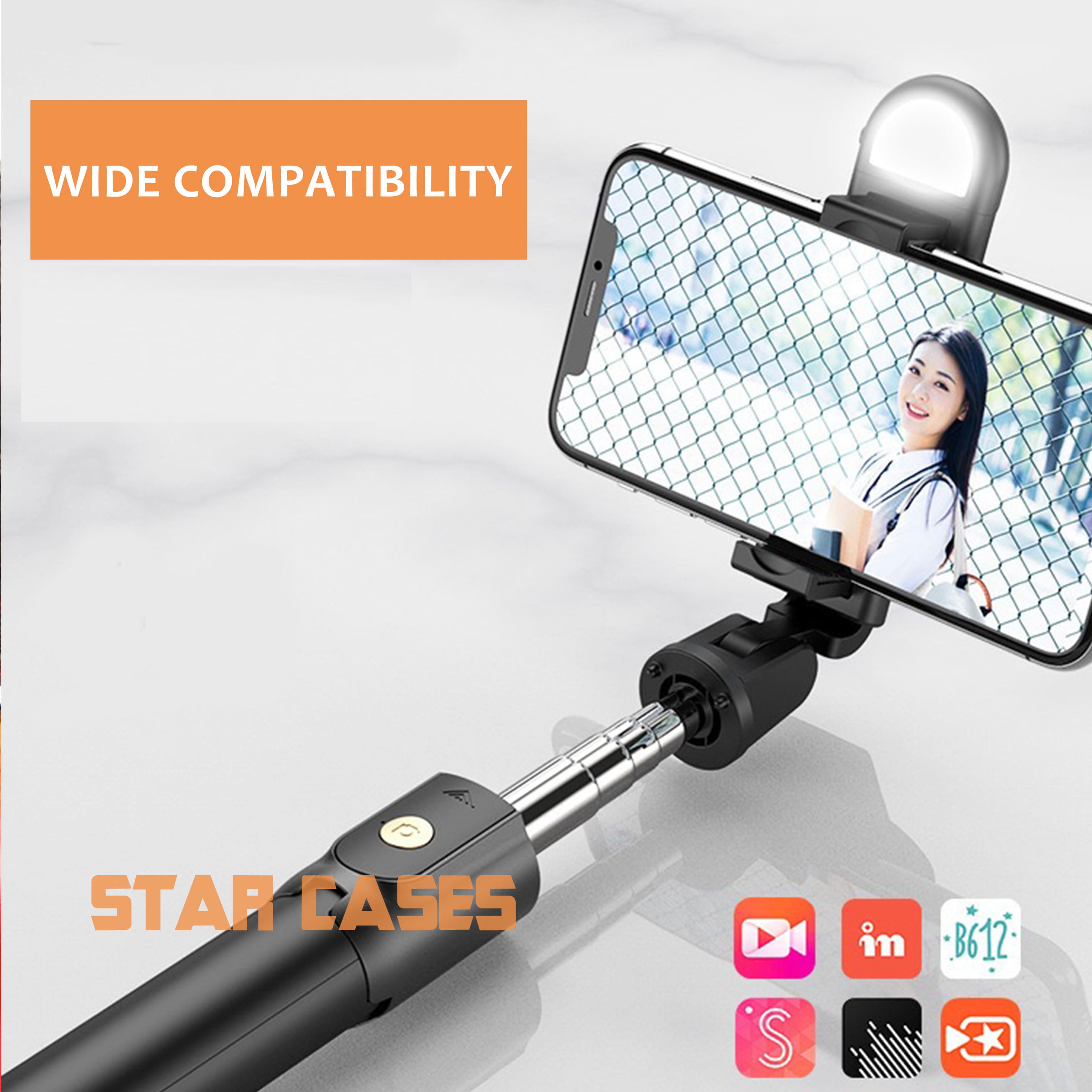 K10S (With Light) Unipod Bluetooth Selfie Stick Tripod