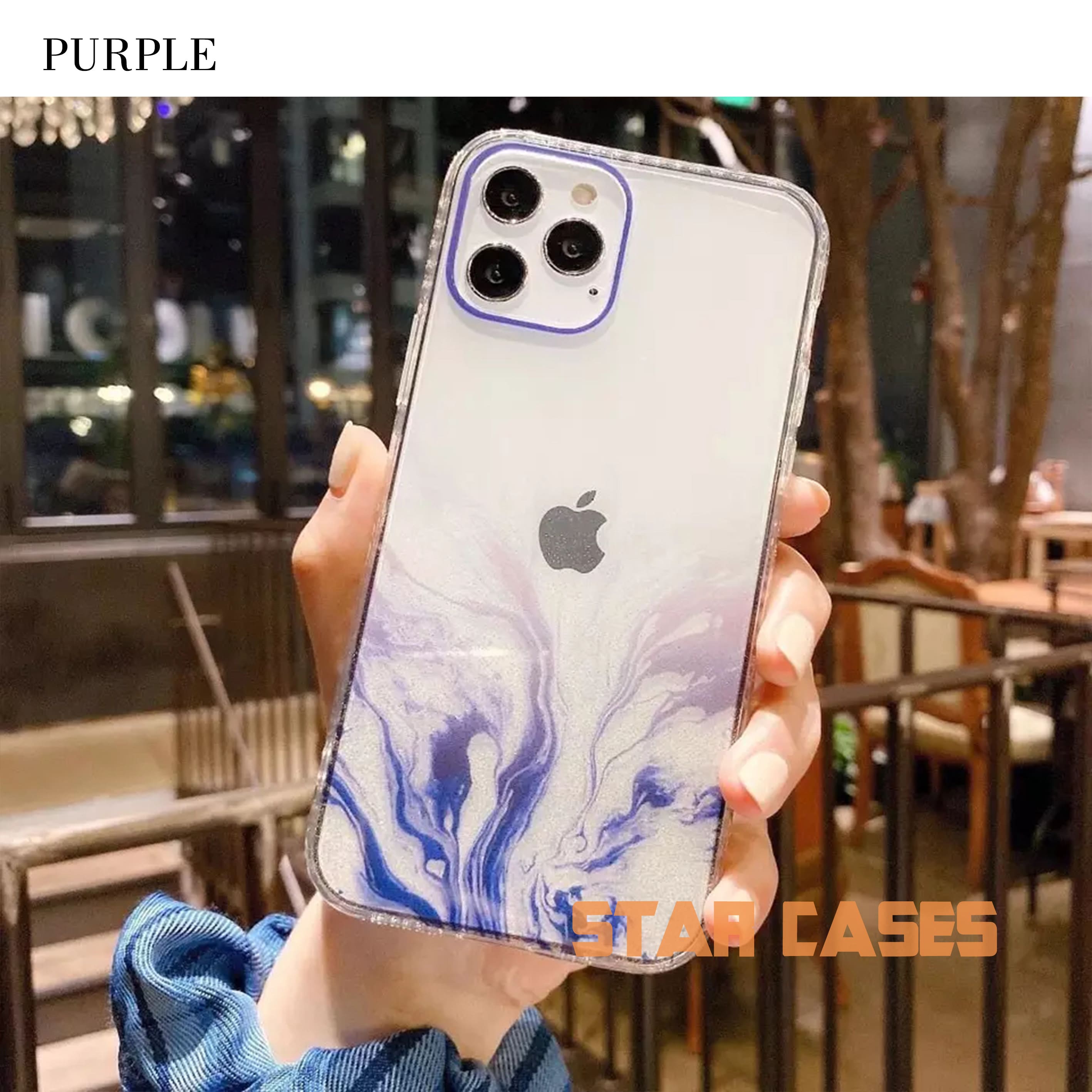 iPhone XR Clear Marble Glitter Case