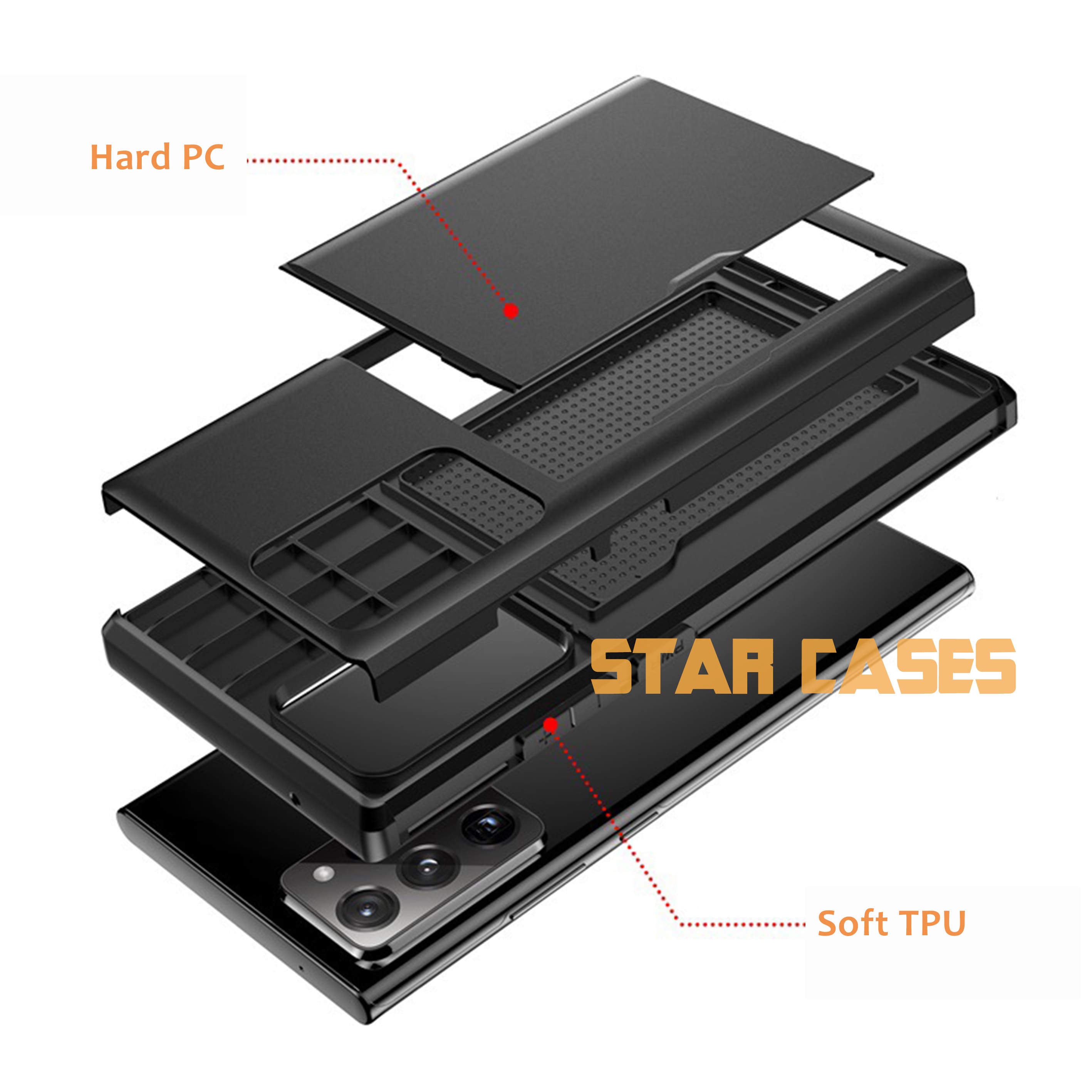 Samsung Note10 Heavy Duty Back Slide Card Case