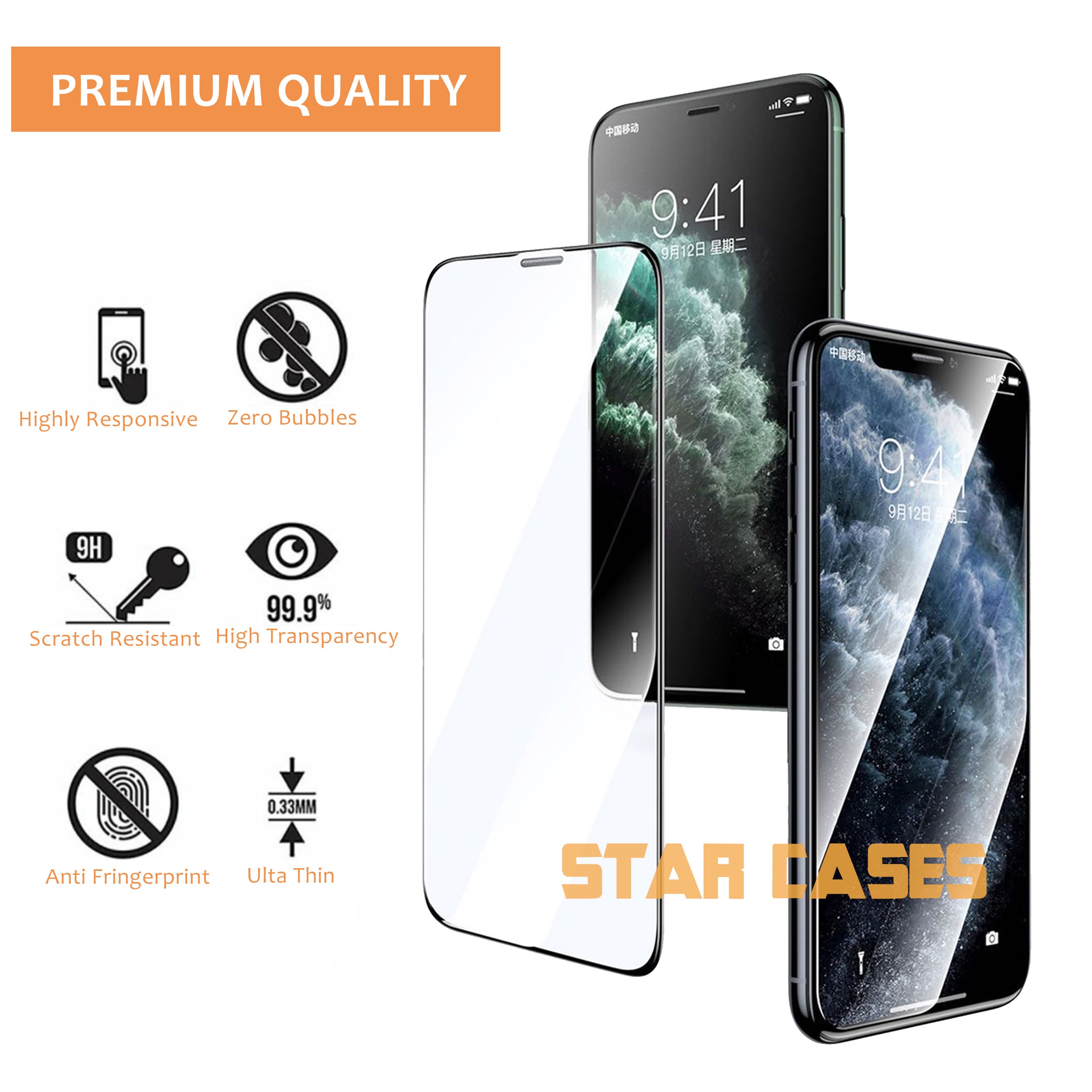 iPhone 9D Full Cover Tempered Glass Screen Protector