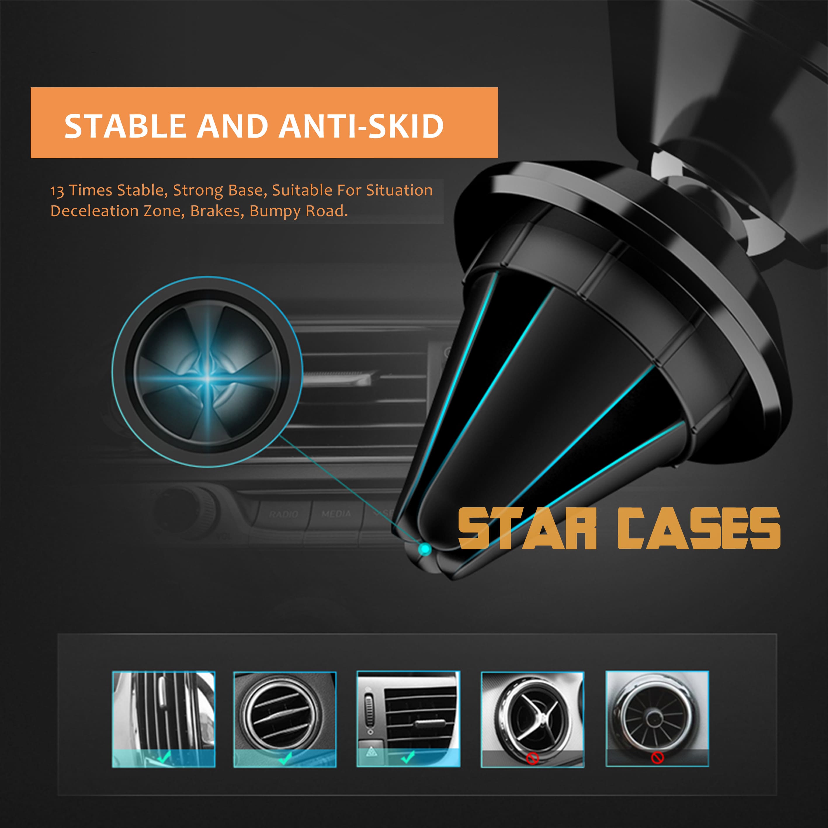 Rotation Universal Magnetic Air Vent Phone Holder