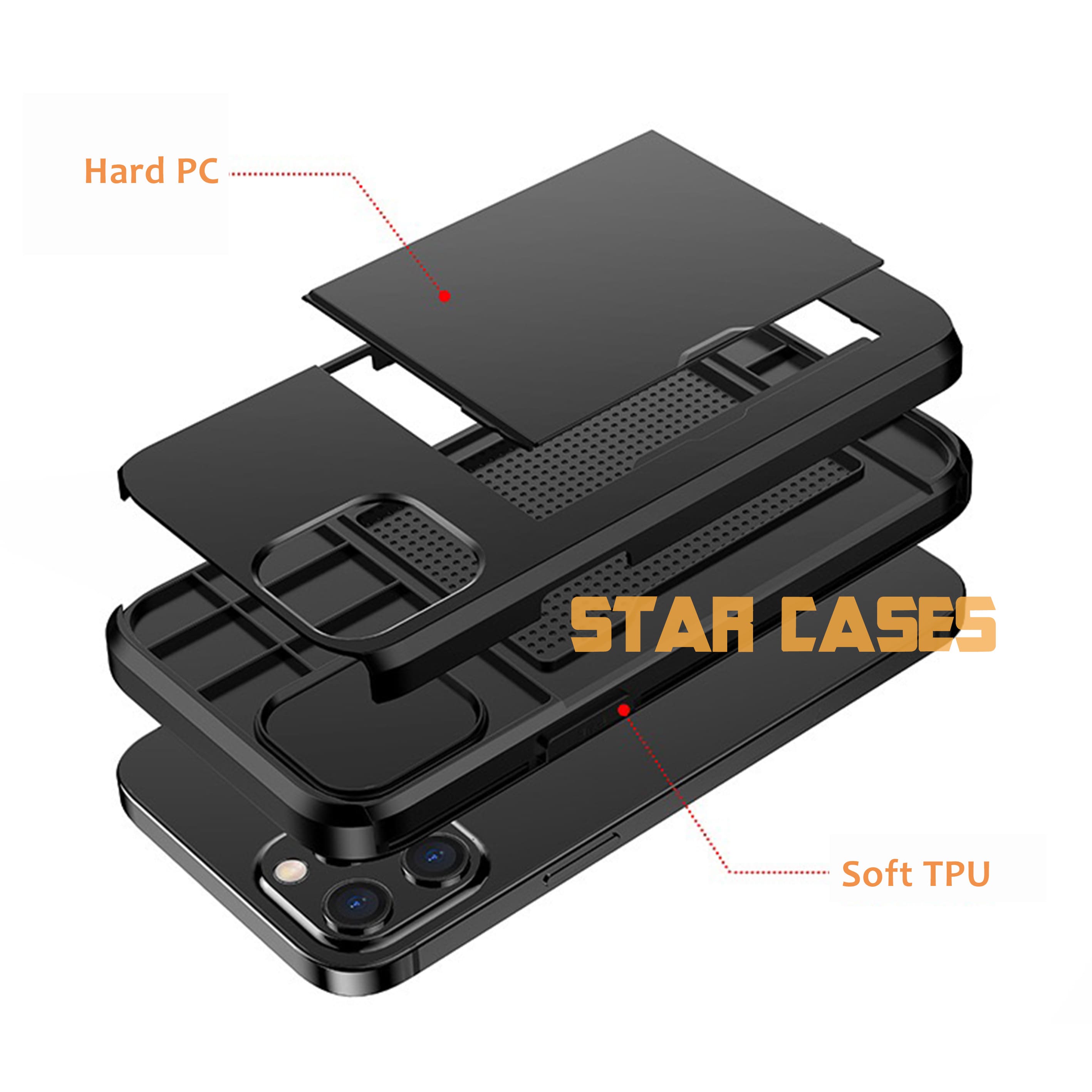 iPhone XR Heavy Duty Back Slide Card Case