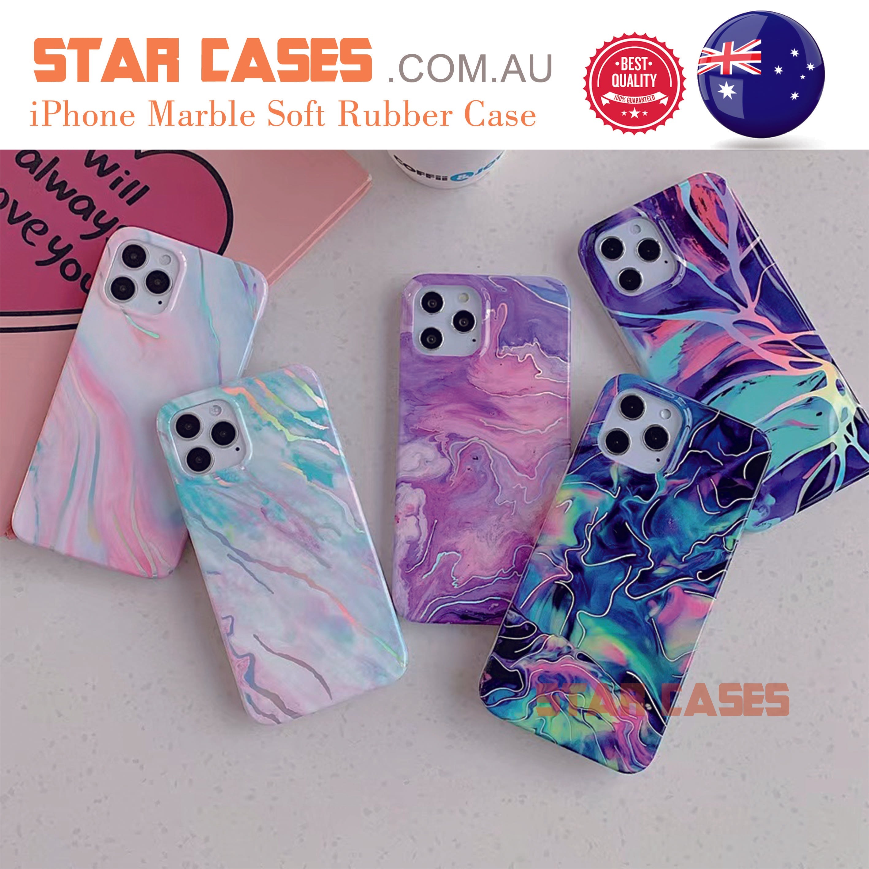 iPhone 14 Plus Laser Marble Soft Case