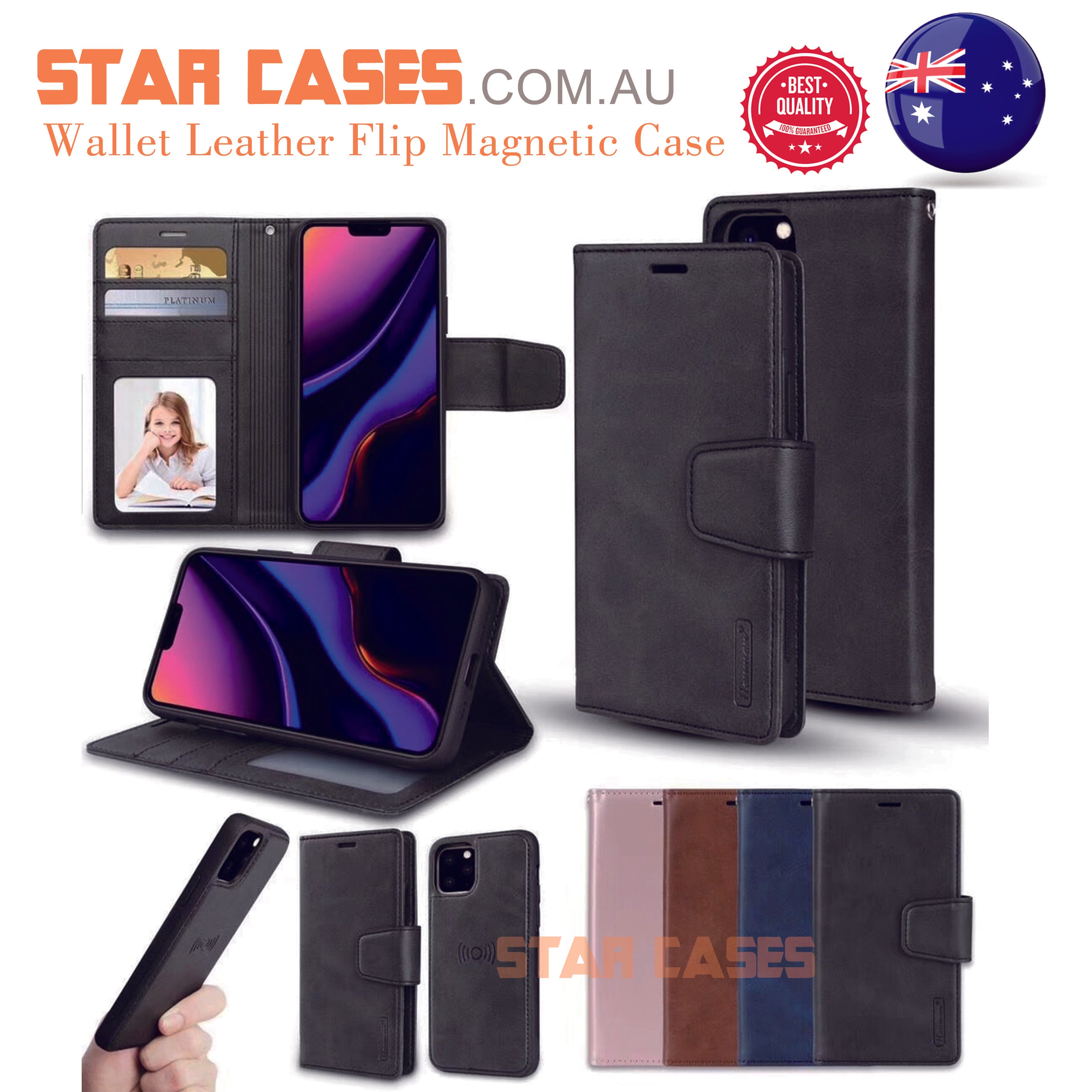 iPhone Xs Max Hanman Magnet Leather Flip Cover