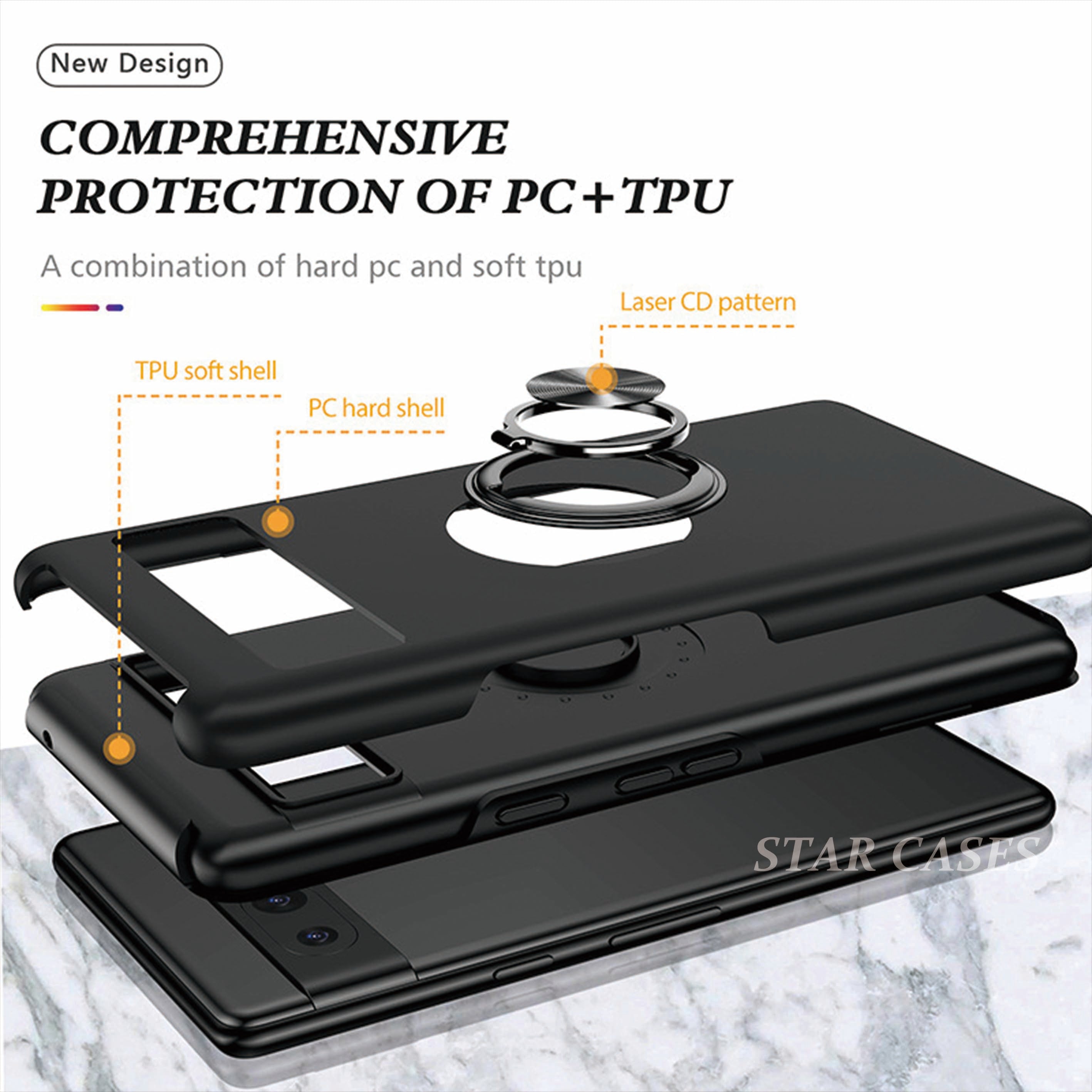 Google Pixel 7 Pro Hybrid Magnetic Ring Holder Case