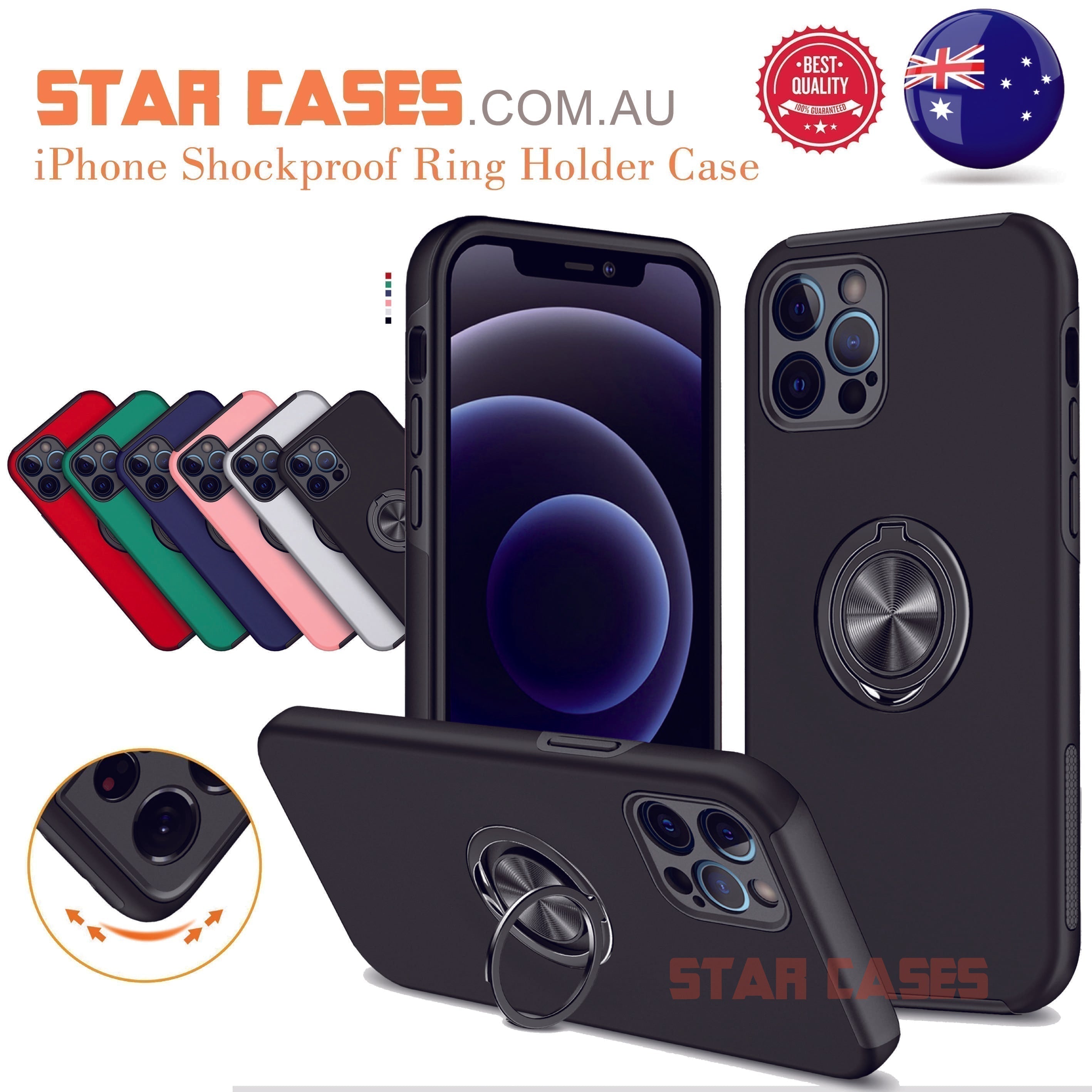 iPhone 15 ProMax Shockproof Magnetic Ring Holder Case