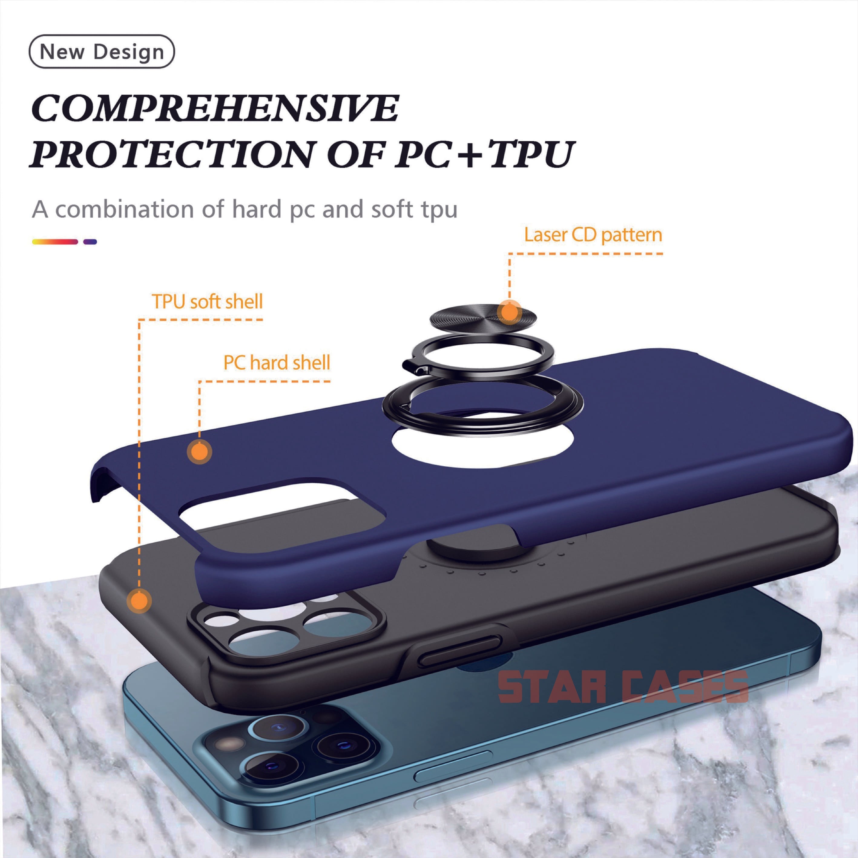 iPhone 12 Pro Shockproof Magnetic Ring Holder Case