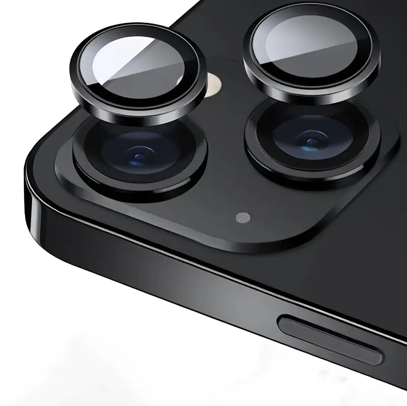 iPhone Camera Lens Metal Ring Glass Screen Protector