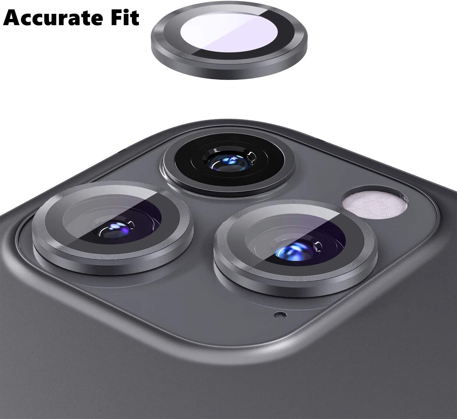 iPhone Camera Lens Metal Ring Glass Screen Protector