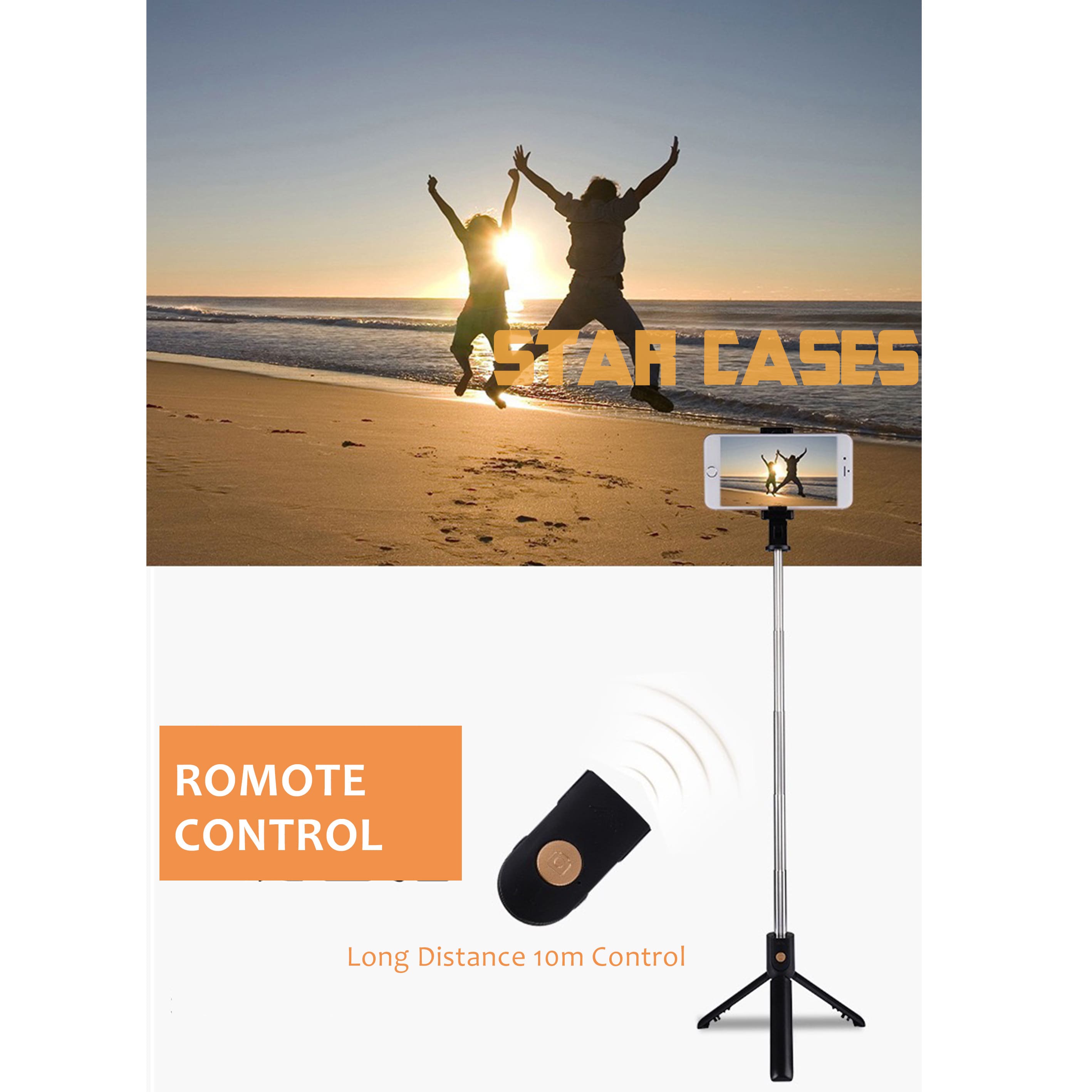 K10S (With Light) Unipod Bluetooth Selfie Stick Tripod
