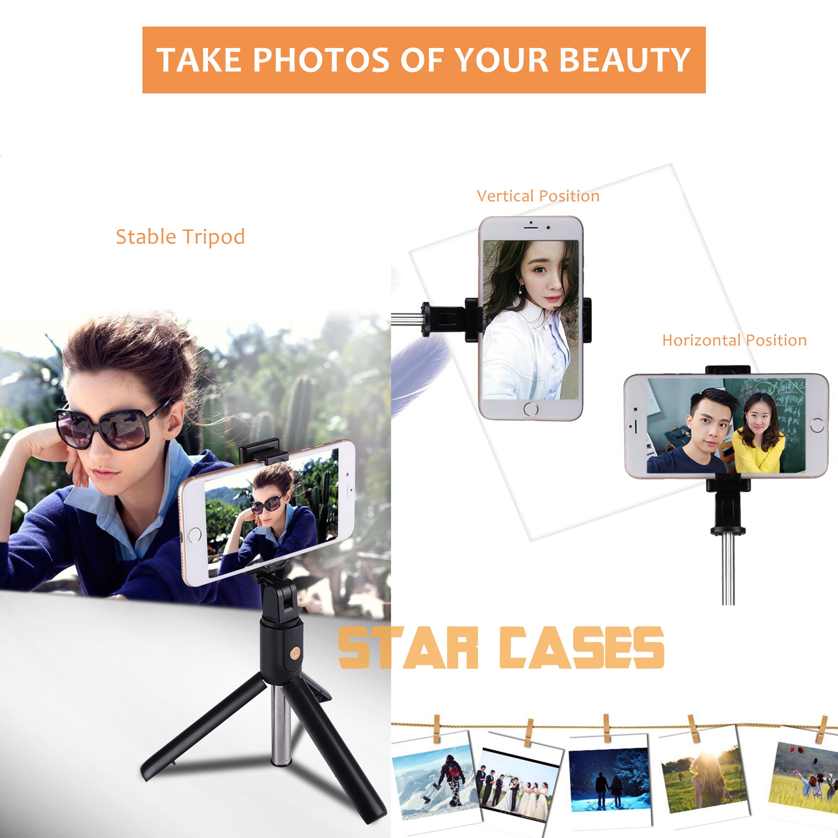 K10 (Without Light) Unipod Bluetooth Selfie Stick Tripod
