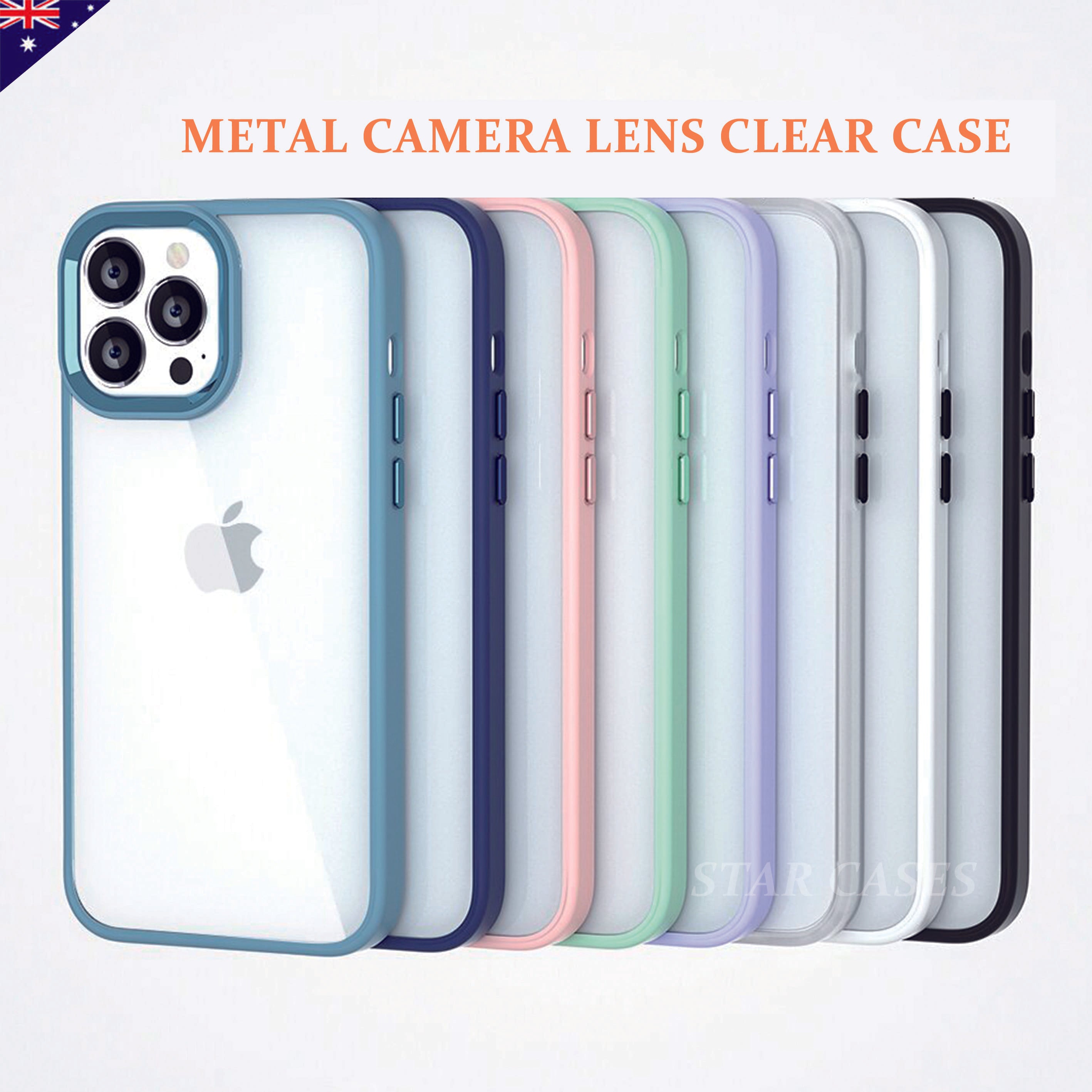 iPhone 15 Promax Hybrid Metal Camera Transparent Case