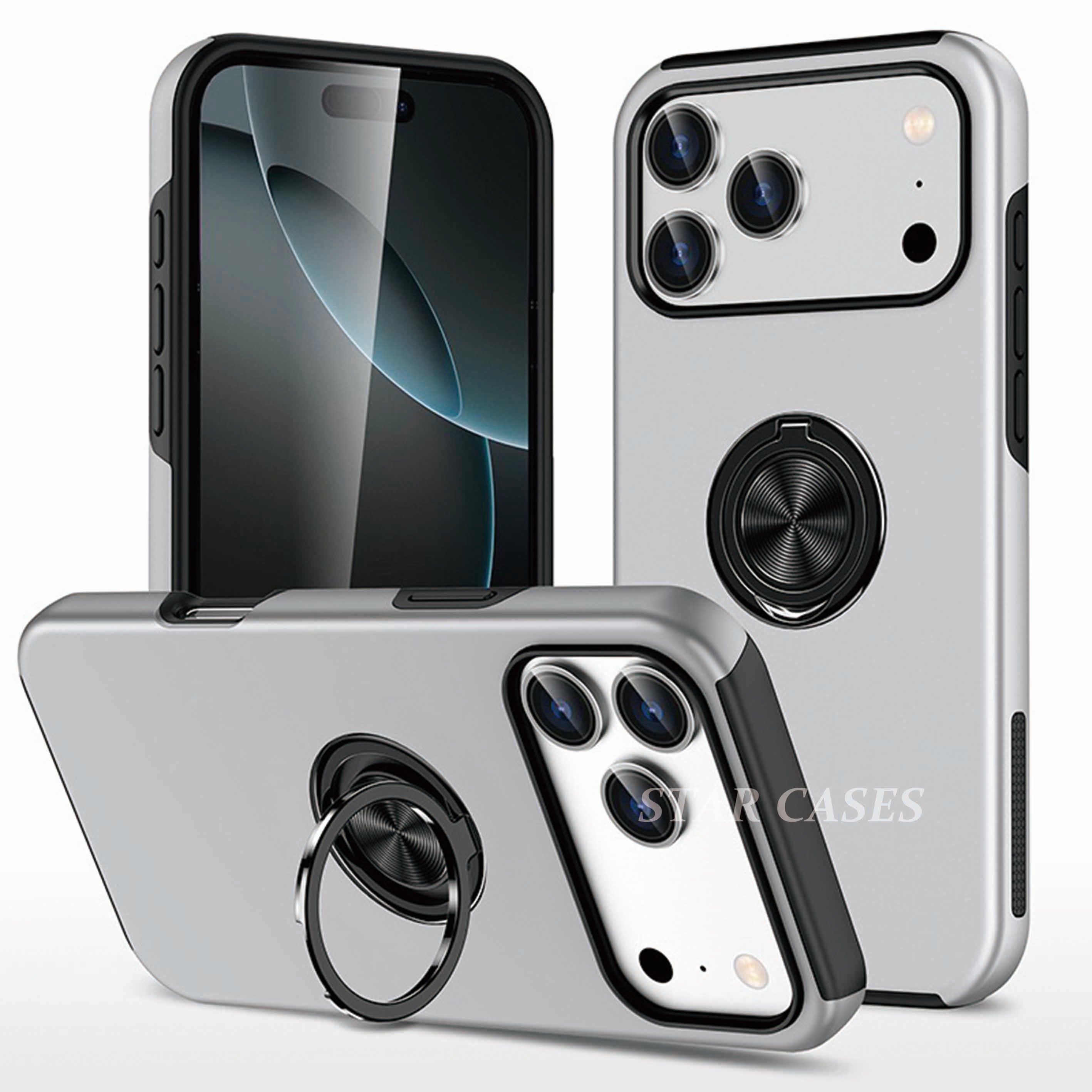 iPhone 17 Pro Max Shockproof Magnetic Ring Holder Case