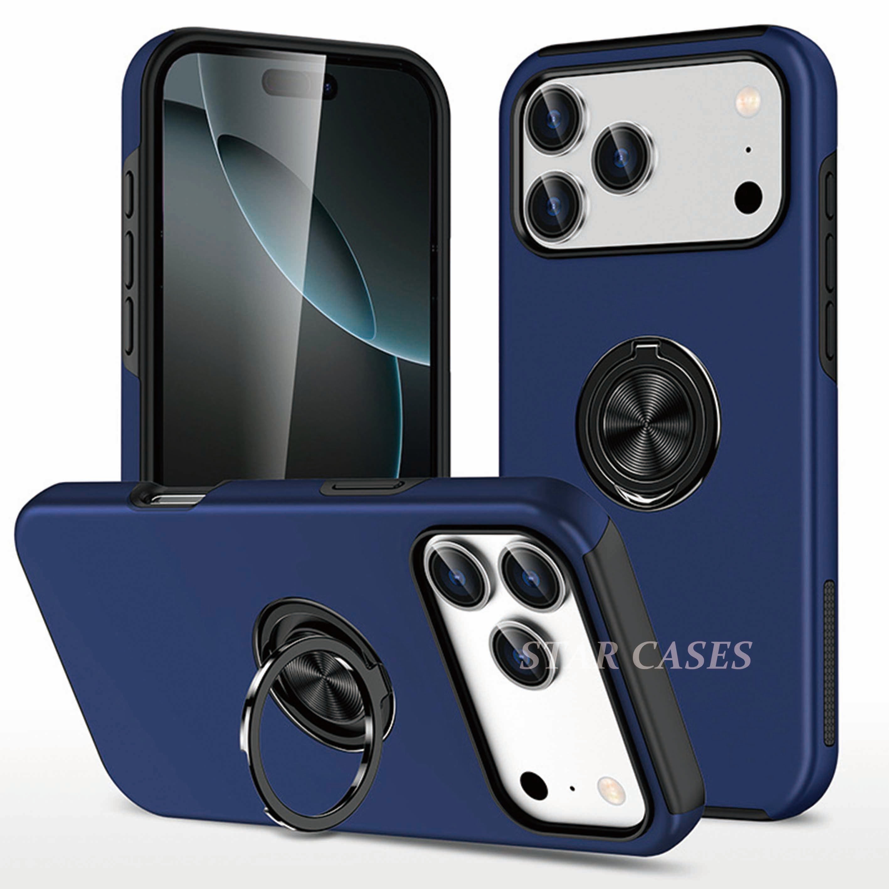 iPhone 17 Pro Max Shockproof Magnetic Ring Holder Case