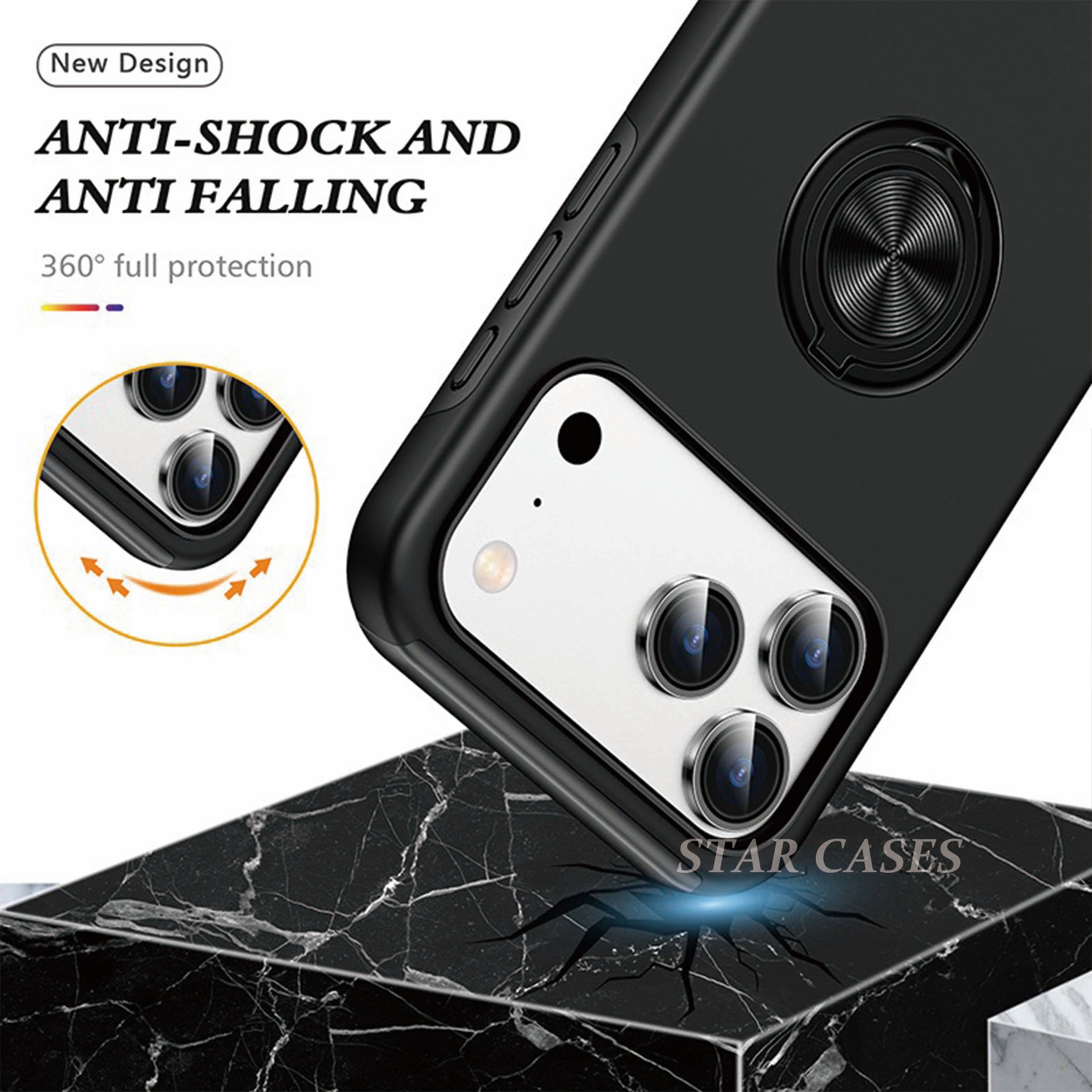 iPhone 17 Pro Max Shockproof Magnetic Ring Holder Case