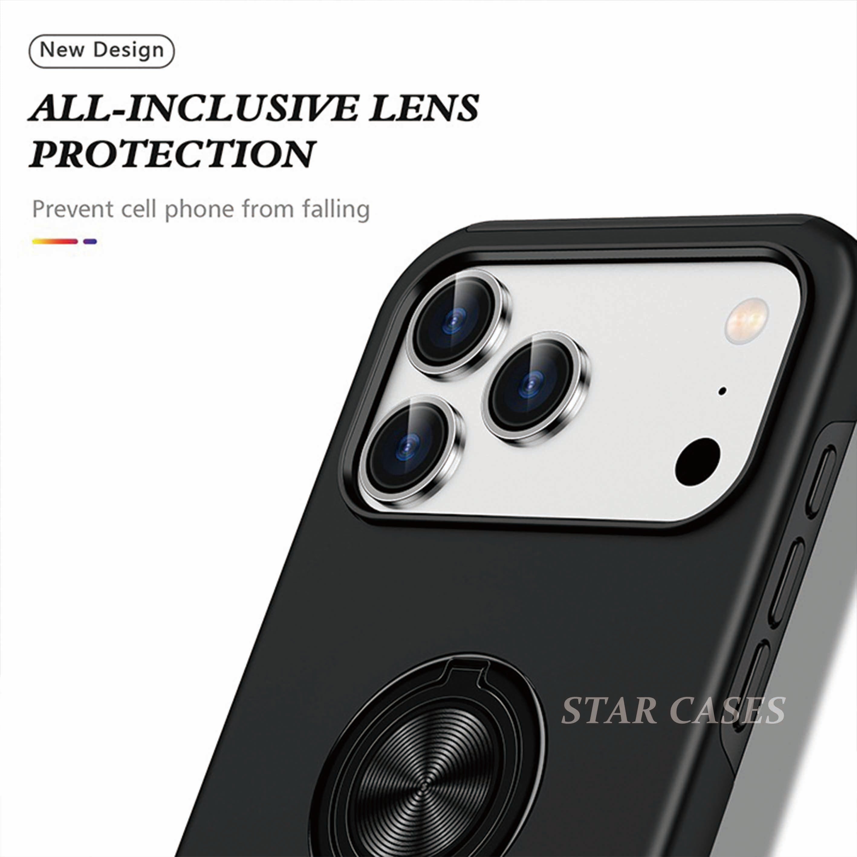 iPhone 17 Pro Max Shockproof Magnetic Ring Holder Case