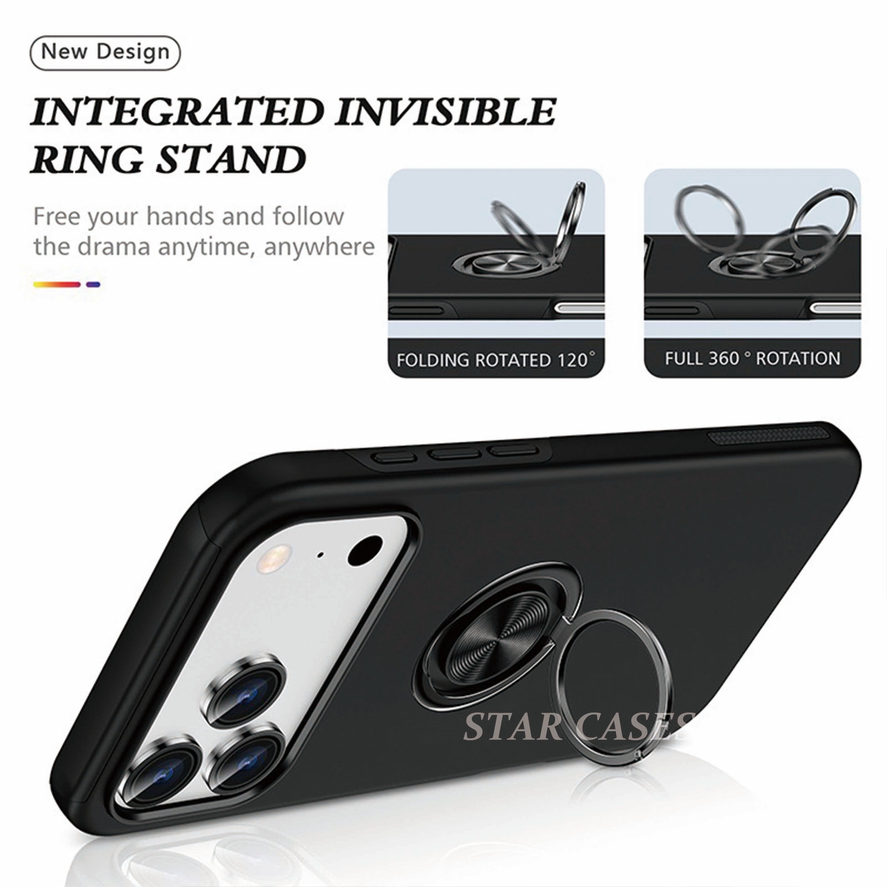 iPhone 17 Pro Max Shockproof Magnetic Ring Holder Case