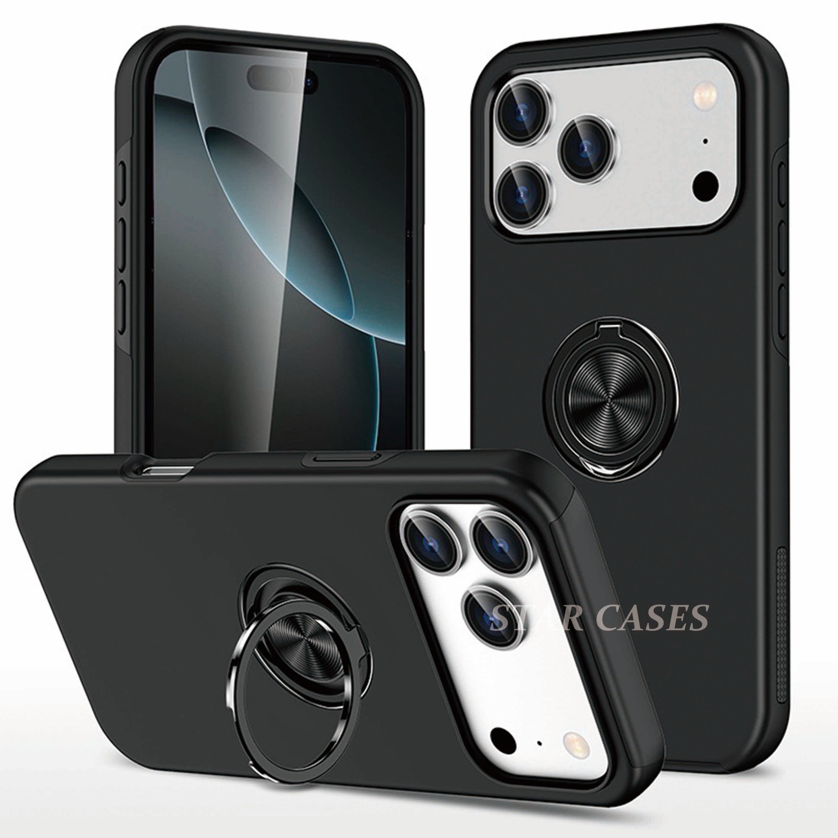 iPhone 17 Pro Max Shockproof Magnetic Ring Holder Case