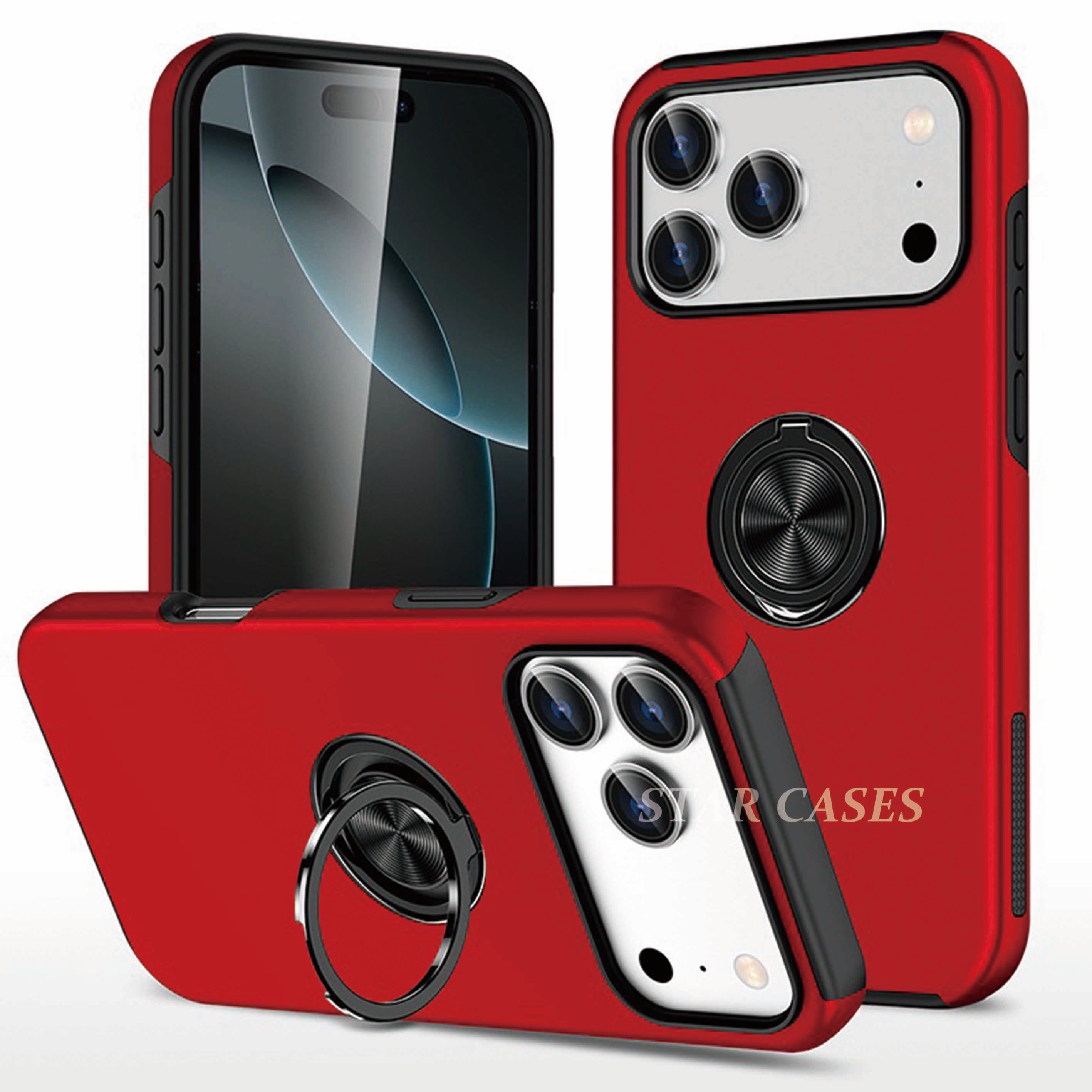 iPhone 17 Pro Max Shockproof Magnetic Ring Holder Case