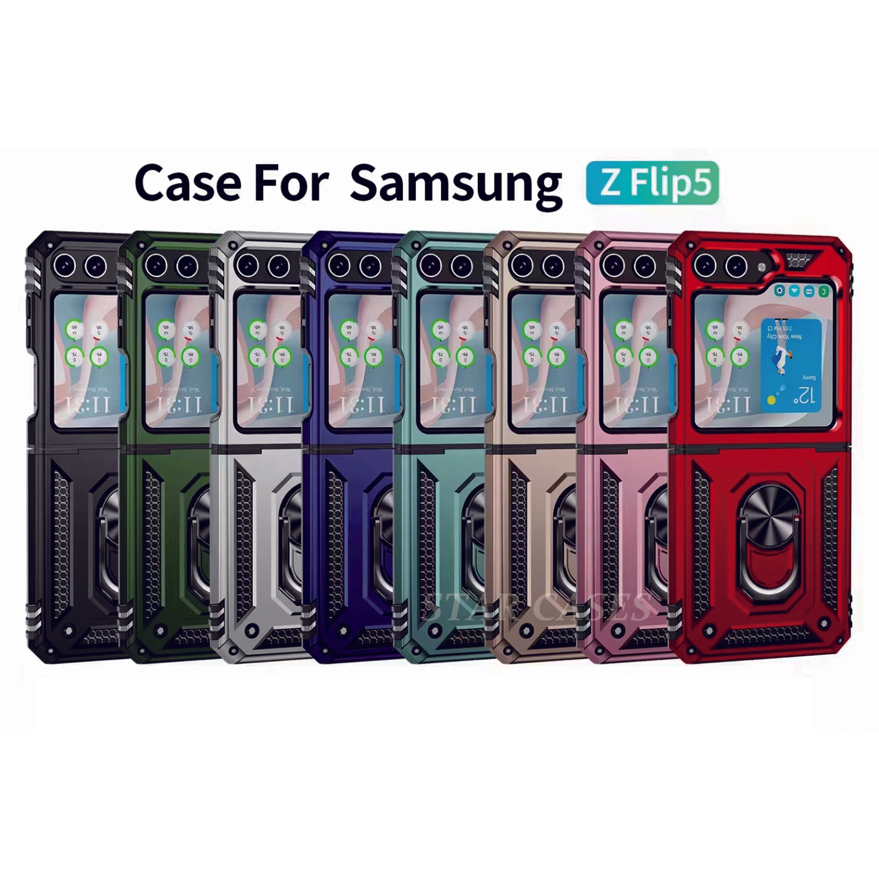 Samsung Z Flip 4 Military Ring Holder Magnetic Case