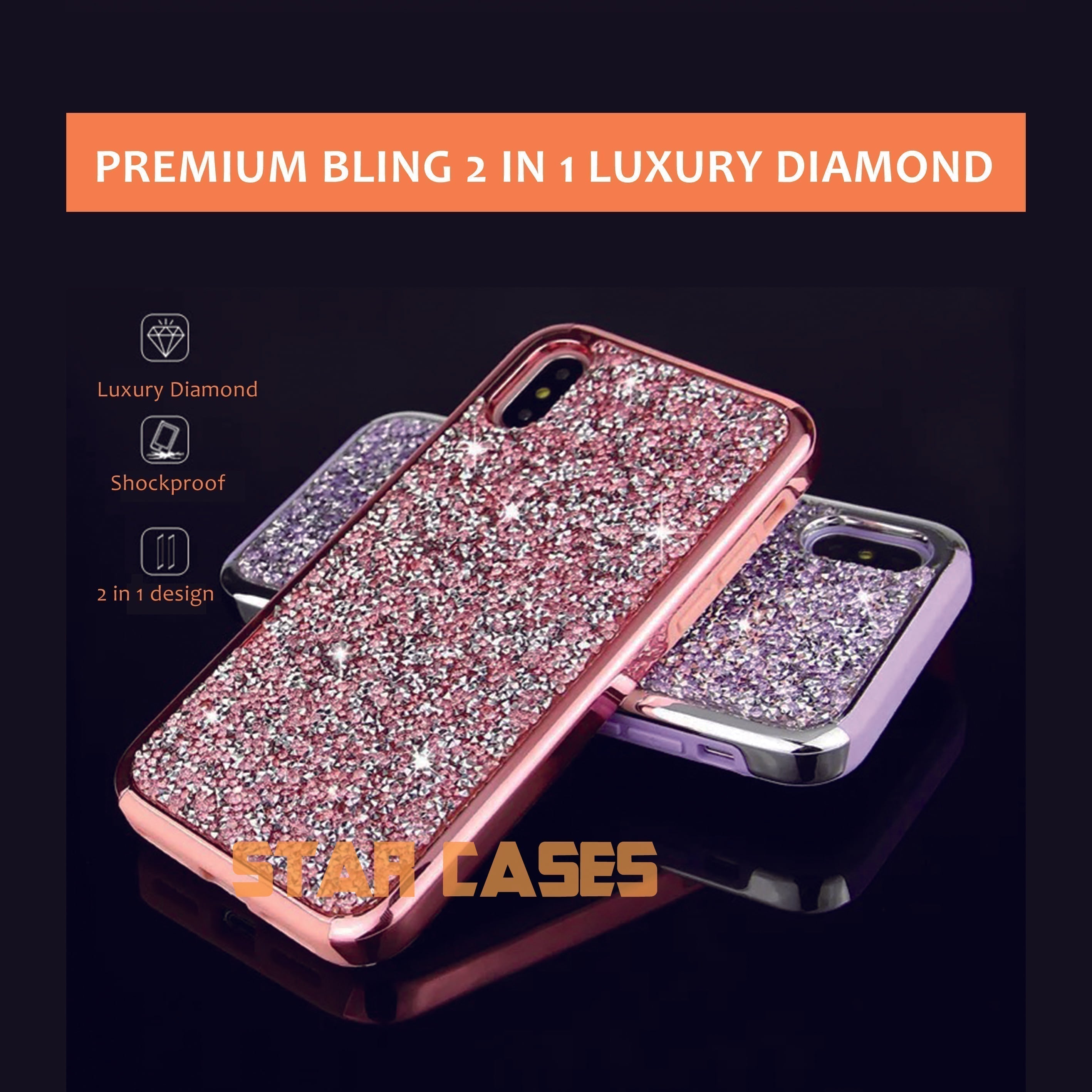 iPhone 14 Plus Sparkling Diamond Shockproof Hard Case